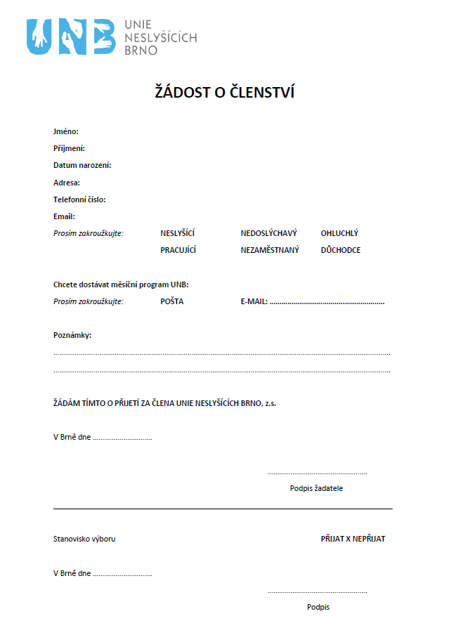 Žádost o členství
